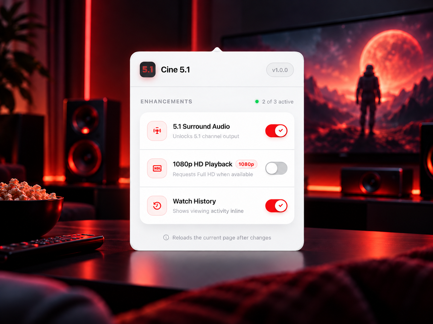 Cine 5.1 enabling surround audio for Netflix in Safari