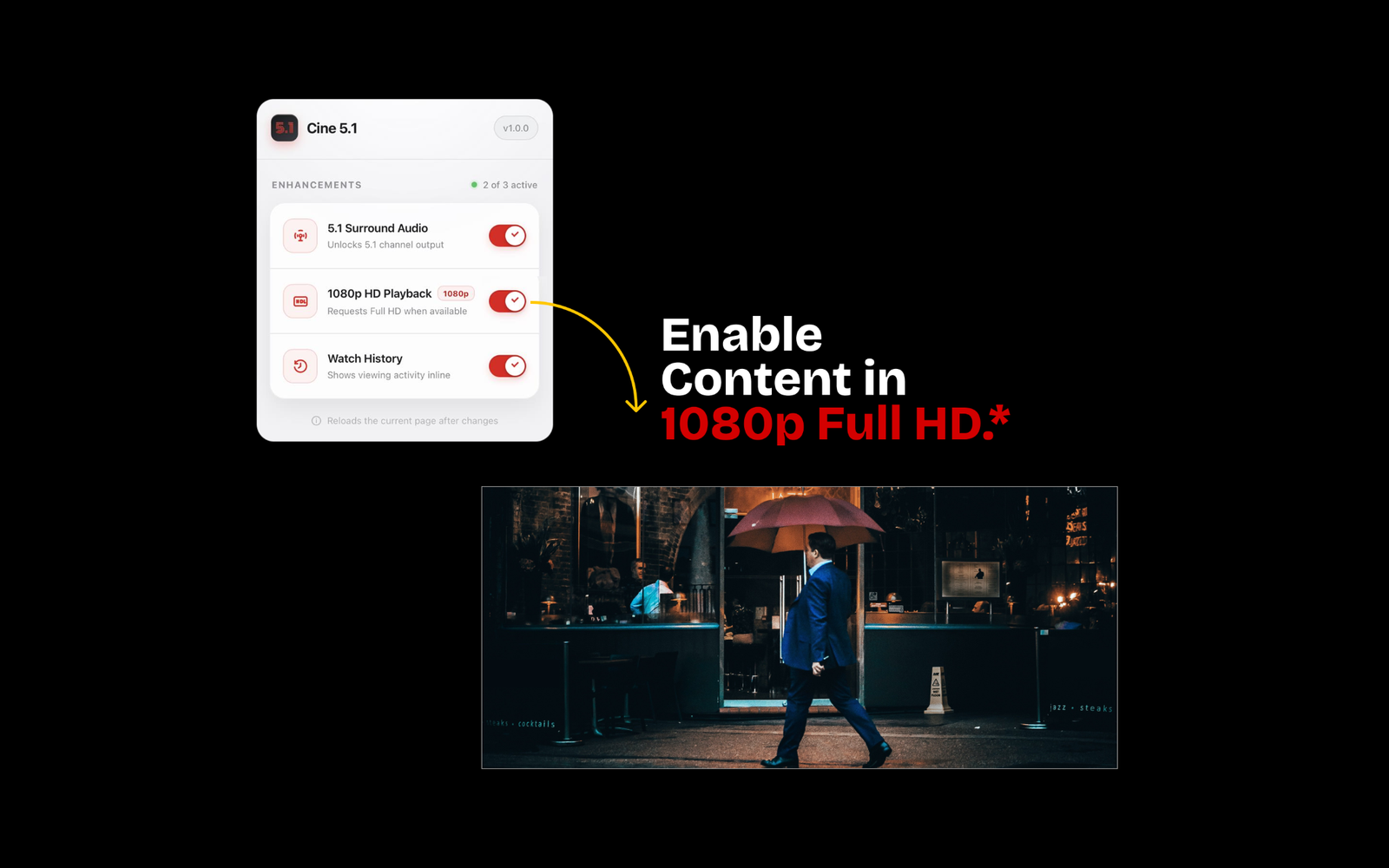 Cine 5.1 requesting 1080p Netflix playback