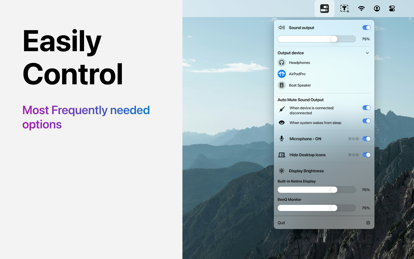 Easily quick controls on Mac