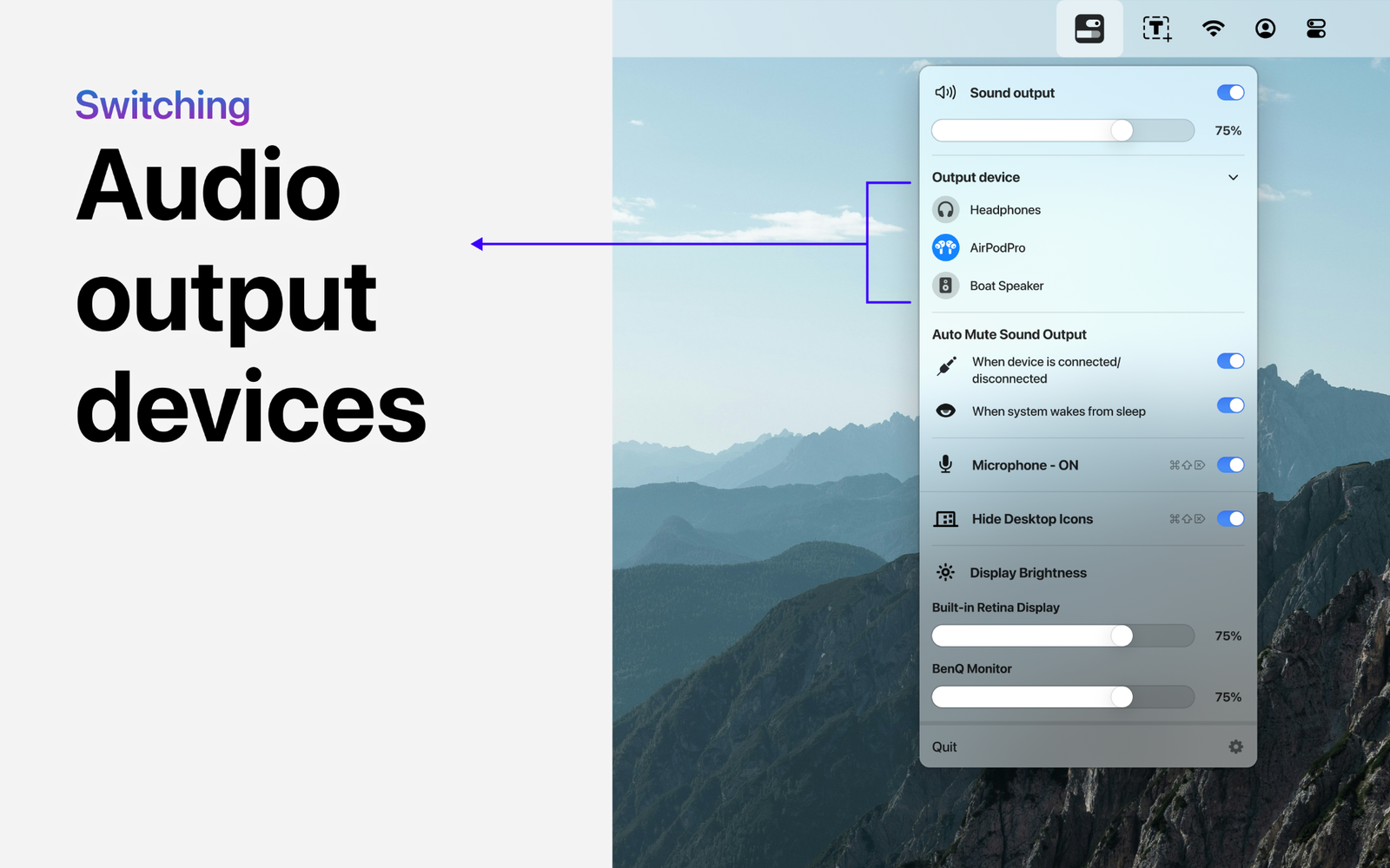 Switch audio output devices