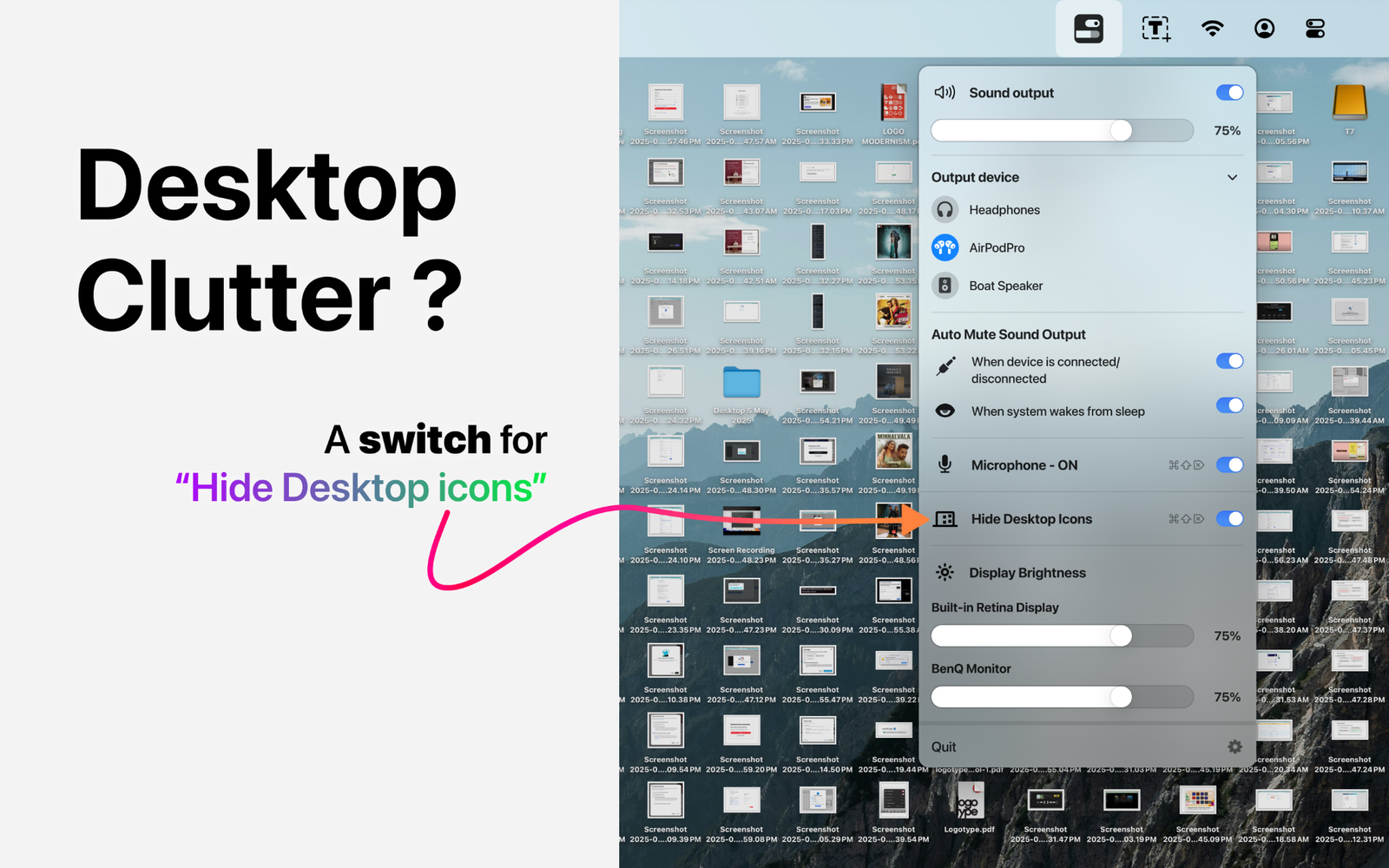 Hide desktop icons