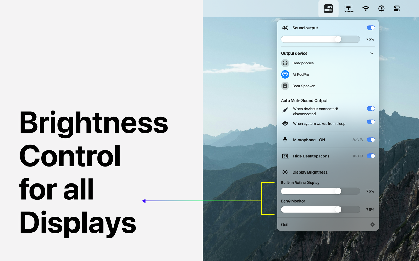 Brightness control for all displays