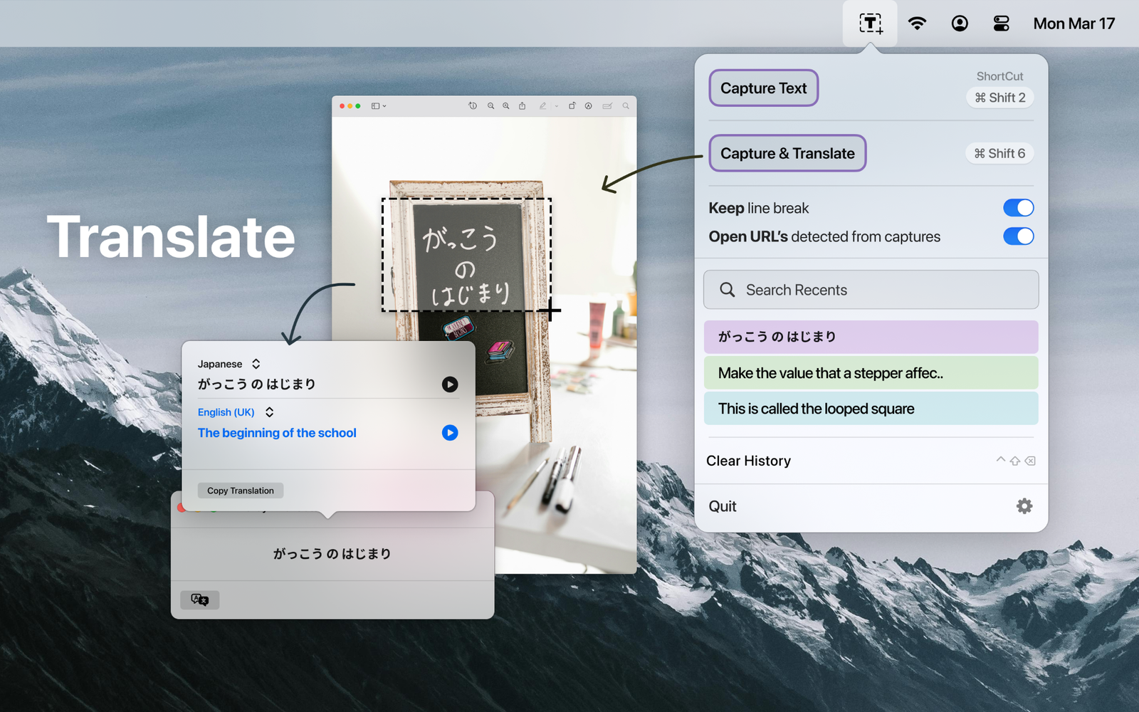 Capture and translate Japanese text