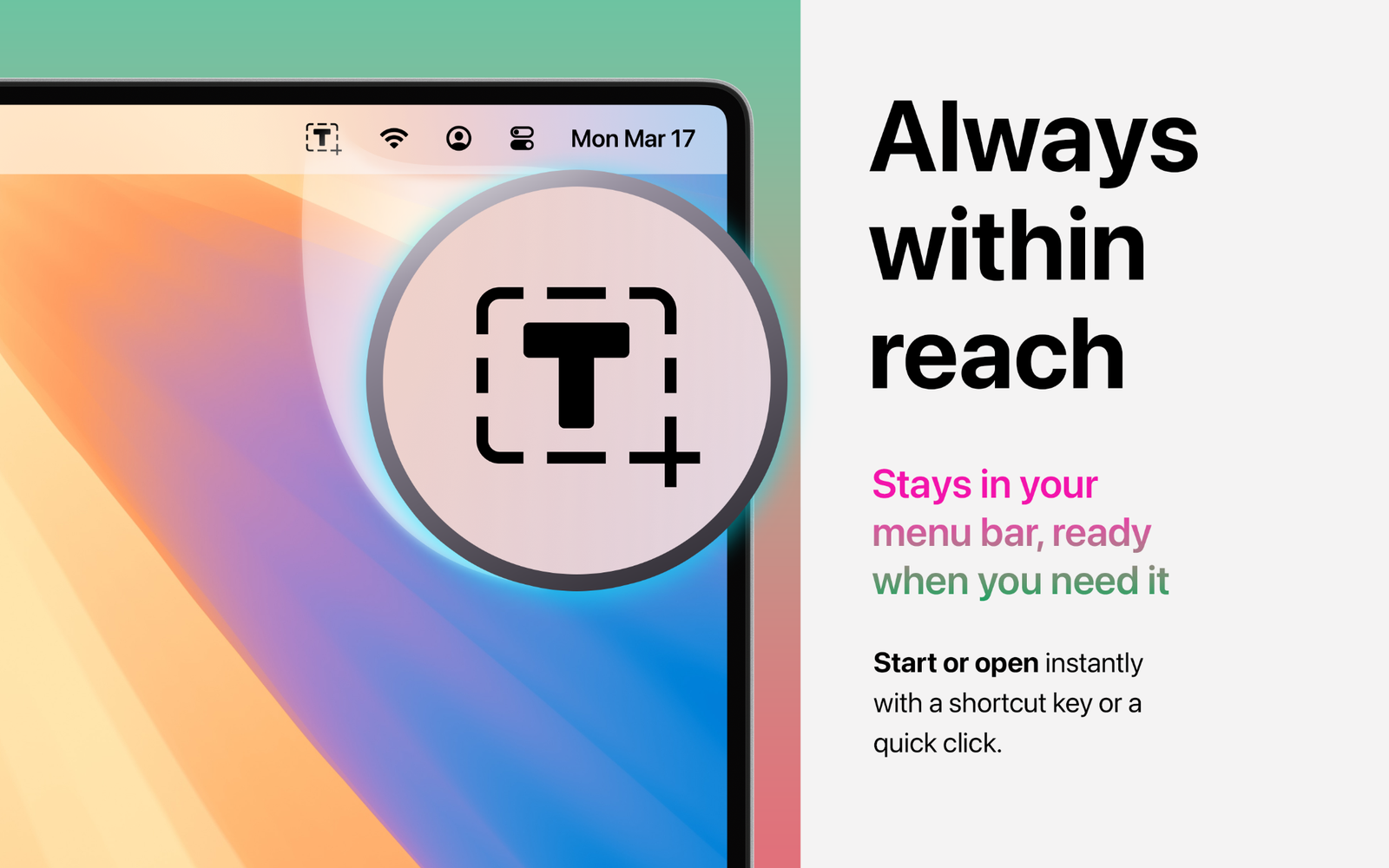 Textly menu-bar access