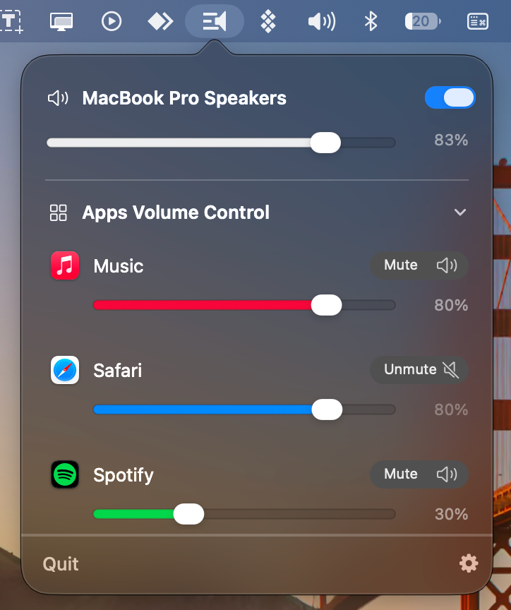 Volora per-app volume controls on Mac