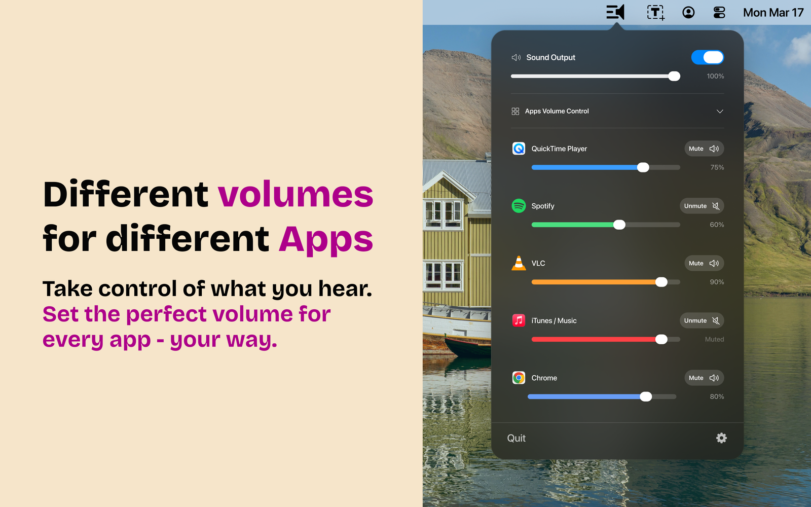 Volora per-app volume controls with independent sliders for multiple Mac apps